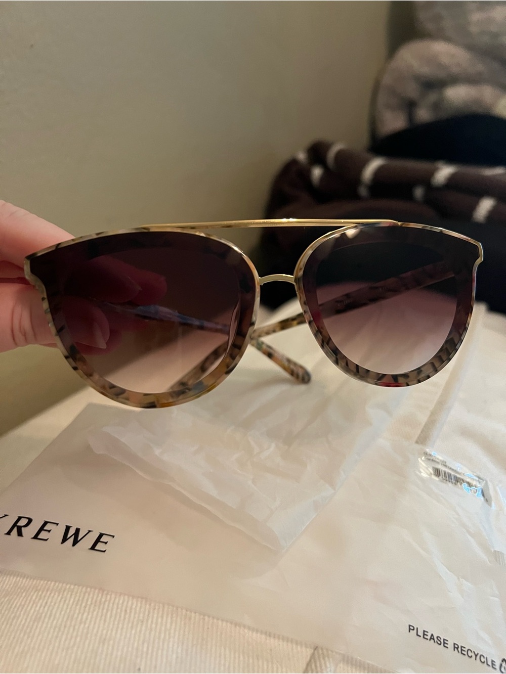 BRAND NEW KREWE SUNGLASSES Clio Nylon Confetti 18K